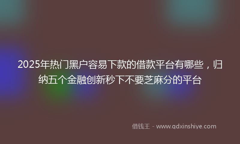 2025年热门黑户容易下款的借款平台有哪些，归纳五个金融创新秒下不要芝麻分的平台