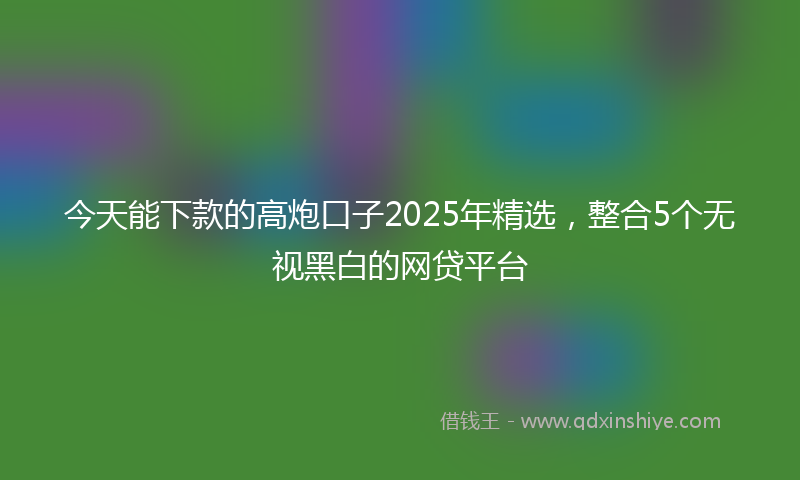 今天能下款的高炮口子2025年精选，整合5个无视黑白的网贷平台