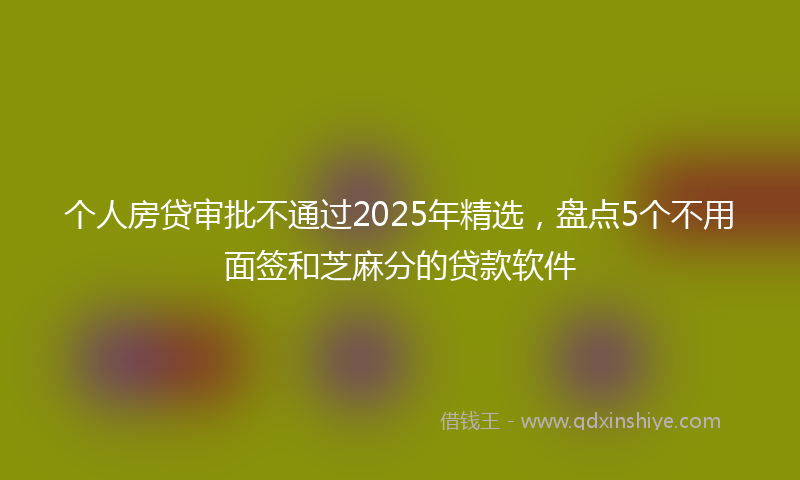个人房贷审批不通过2025年精选，盘点5个不用面签和芝麻分的贷款软件