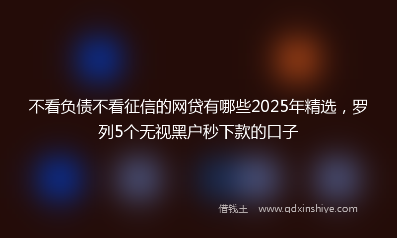 不看负债不看征信的网贷有哪些2025年精选，罗列5个无视黑户秒下款的口子