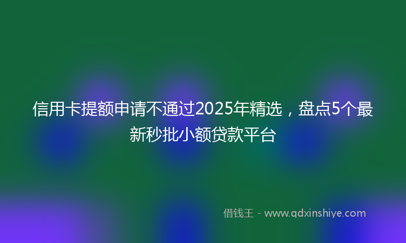信用卡提额申请不通过2025年精选，盘点5个最新秒批小额贷款平台