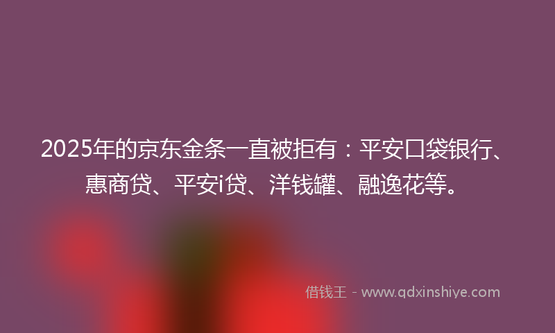 2025年的京东金条一直被拒有：平安口袋银行、惠商贷、平安i贷、洋钱罐、融逸花等。