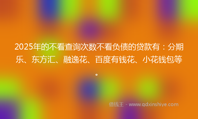 2025年的不看查询次数不看负债的贷款有：分期乐、东方汇、融逸花、百度有钱花、小花钱包等。