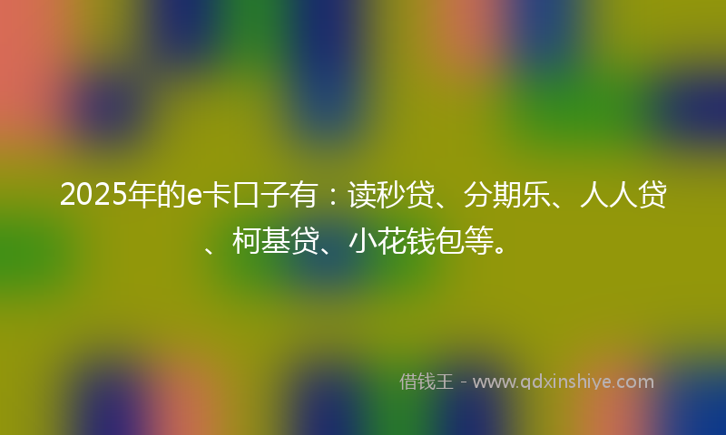 2025年的e卡口子有：读秒贷、分期乐、人人贷、柯基贷、小花钱包等。