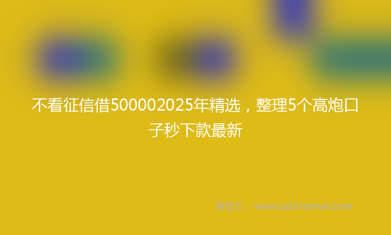 不看征信借500002025年精选，整理5个高炮口子秒下款最新