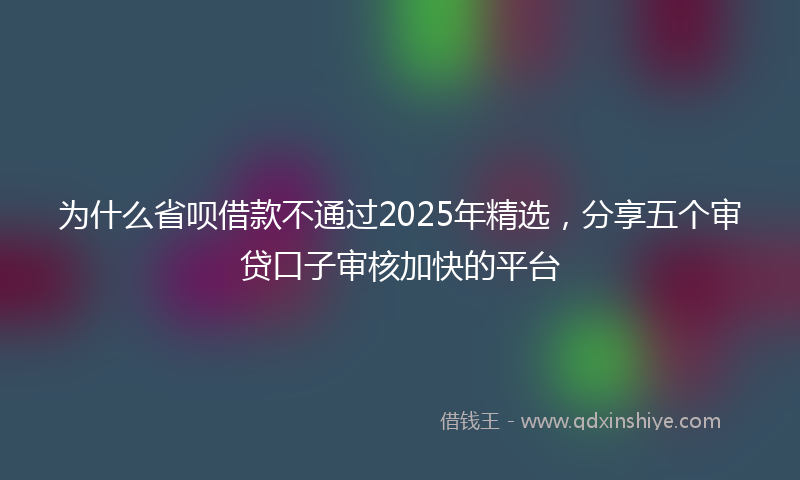 为什么省呗借款不通过2025年精选，分享五个审贷口子审核加快的平台