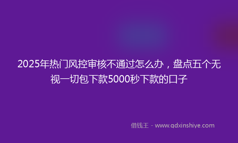 2025年热门风控审核不通过怎么办，盘点五个无视一切包下款5000秒下款的口子