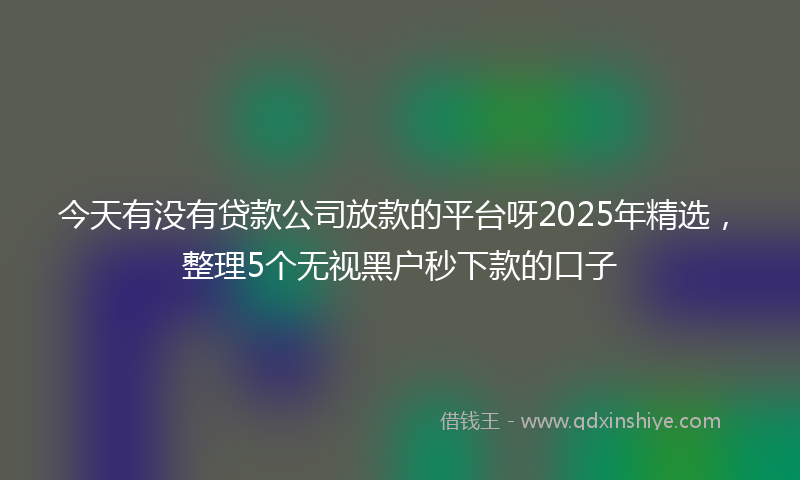 今天有没有贷款公司放款的平台呀2025年精选，整理5个无视黑户秒下款的口子