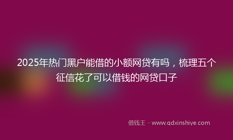 2025年热门黑户能借的小额网贷有吗，梳理五个征信花了可以借钱的网贷口子