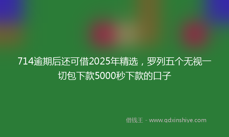 714逾期后还可借2025年精选，罗列五个无视一切包下款5000秒下款的口子