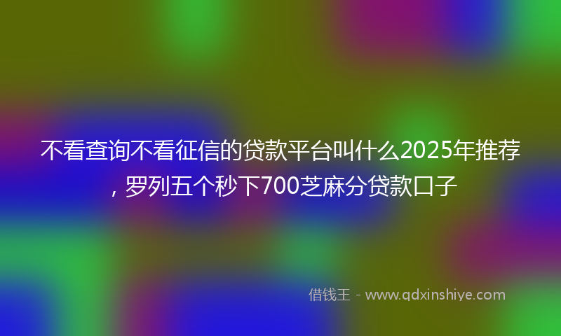 不看查询不看征信的贷款平台叫什么2025年推荐，罗列五个秒下700芝麻分贷款口子