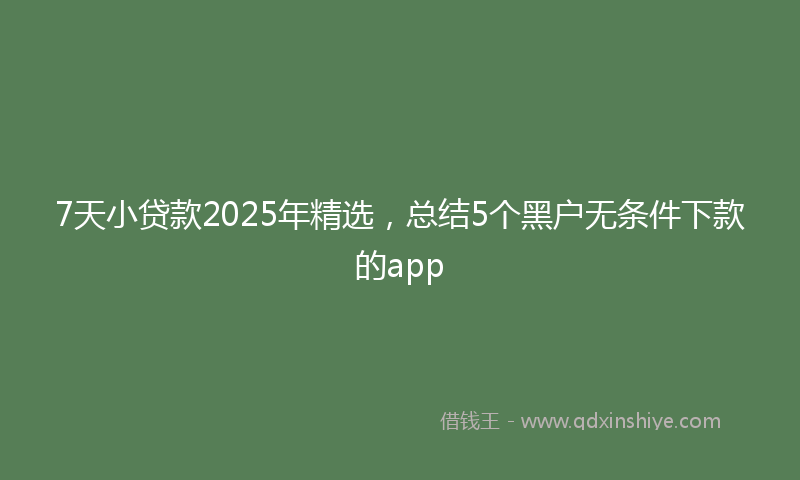 7天小贷款2025年精选，总结5个黑户无条件下款的app