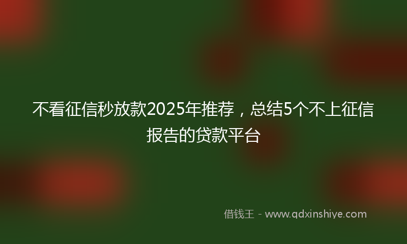 不看征信秒放款2025年推荐，总结5个不上征信报告的贷款平台
