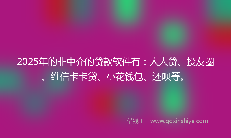 2025年的非中介的贷款软件有：人人贷、投友圈、维信卡卡贷、小花钱包、还呗等。