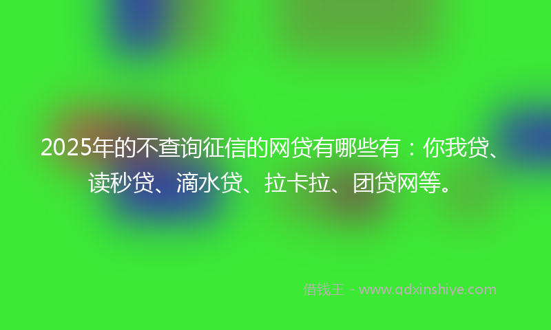 2025年的不查询征信的网贷有哪些有：你我贷、读秒贷、滴水贷、拉卡拉、团贷网等。