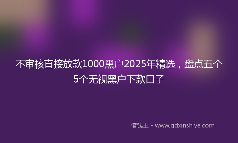 不审核直接放款1000黑户2025年精选，盘点五个5个无视黑户下款口子