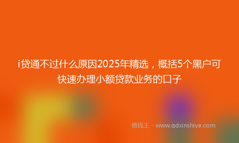 i贷通不过什么原因2025年精选，概括5个黑户可快速办理小额贷款业务的口子