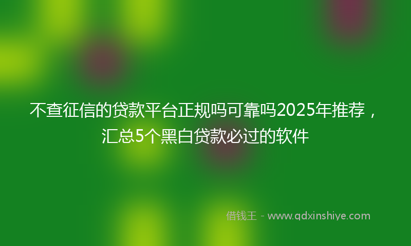 不查征信的贷款平台正规吗可靠吗2025年推荐，汇总5个黑白贷款必过的软件