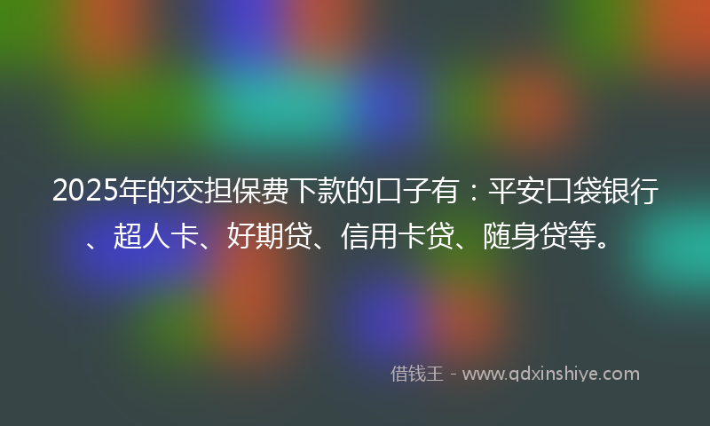 2025年的交担保费下款的口子有：平安口袋银行、超人卡、好期贷、信用卡贷、随身贷等。