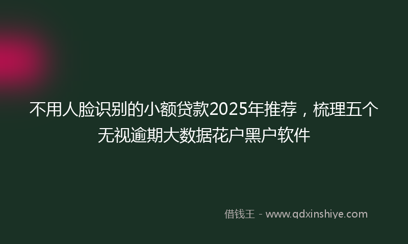 不用人脸识别的小额贷款2025年推荐，梳理五个无视逾期大数据花户黑户软件