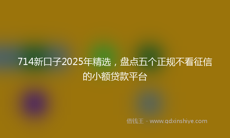 714新口子2025年精选，盘点五个正规不看征信的小额贷款平台