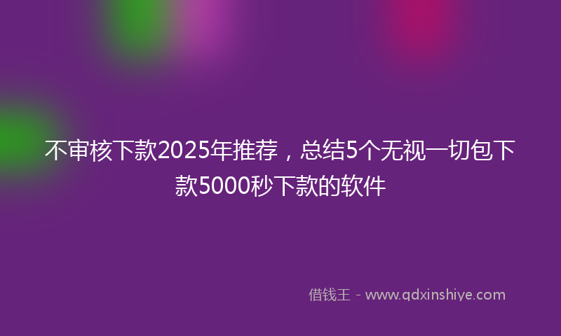 不审核下款2025年推荐，总结5个无视一切包下款5000秒下款的软件