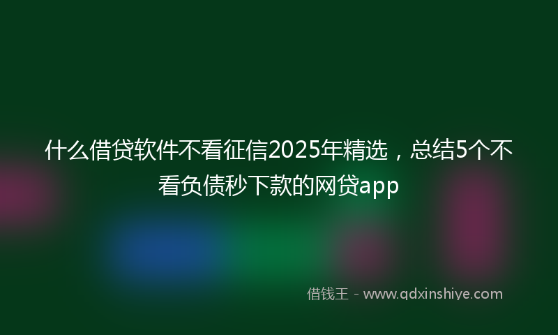 什么借贷软件不看征信2025年精选，总结5个不看负债秒下款的网贷app