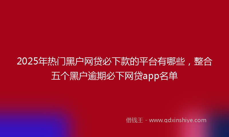 2025年热门黑户网贷必下款的平台有哪些，整合五个黑户逾期必下网贷app名单