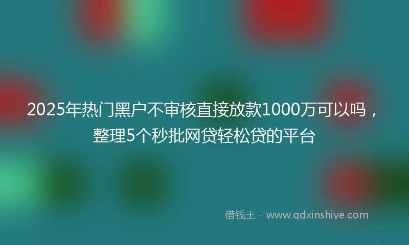 2025年热门黑户不审核直接放款1000万可以吗，整理5个秒批网贷轻松贷的平台