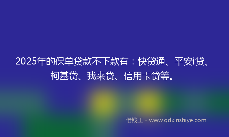 2025年的保单贷款不下款有：快贷通、平安i贷、柯基贷、我来贷、信用卡贷等。