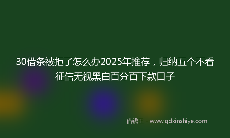 30借条被拒了怎么办2025年推荐，归纳五个不看征信无视黑白百分百下款口子