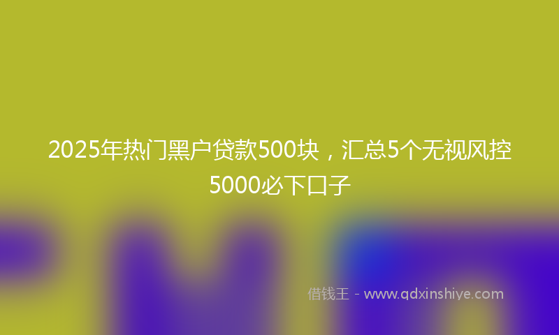 2025年热门黑户贷款500块，汇总5个无视风控5000必下口子