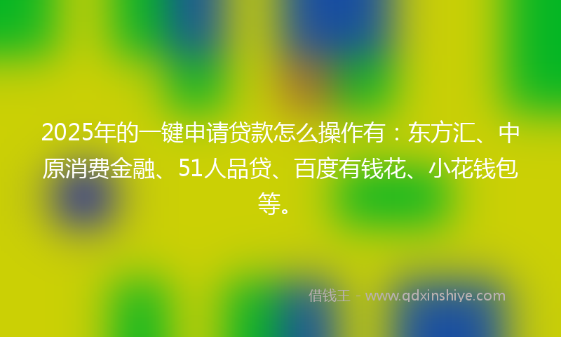 2025年的一键申请贷款怎么操作有：东方汇、中原消费金融、51人品贷、百度有钱花、小花钱包等。