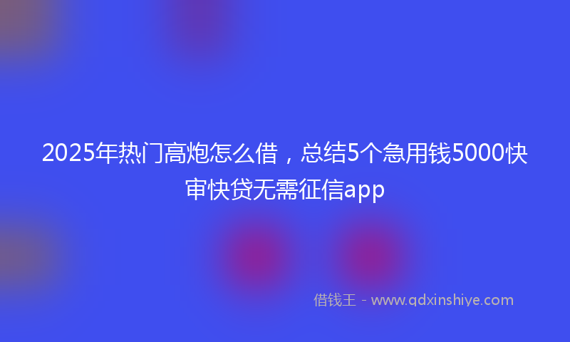 2025年热门高炮怎么借，总结5个急用钱5000快审快贷无需征信app
