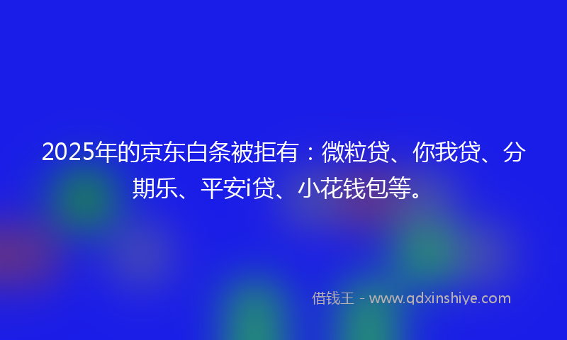 2025年的京东白条被拒有：微粒贷、你我贷、分期乐、平安i贷、小花钱包等。