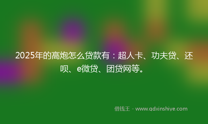 2025年的高炮怎么贷款有：超人卡、功夫贷、还呗、e微贷、团贷网等。