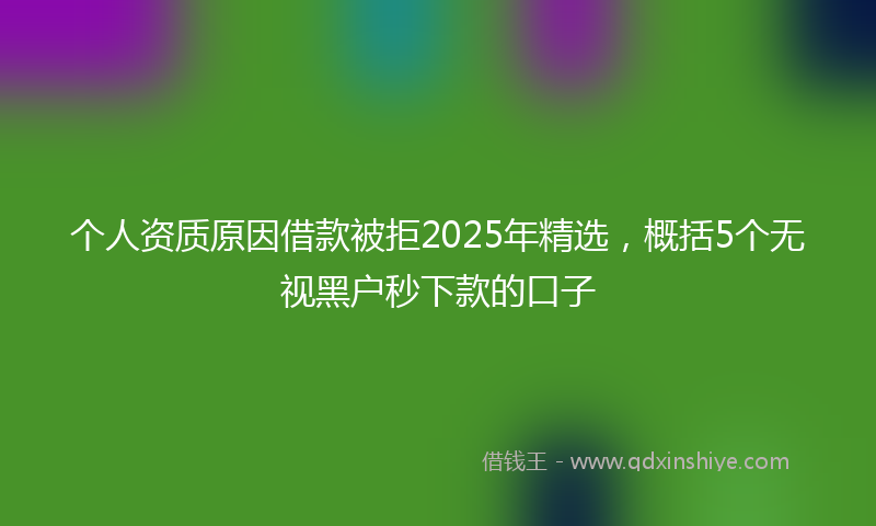 个人资质原因借款被拒2025年精选，概括5个无视黑户秒下款的口子