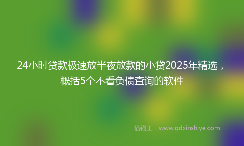 24小时贷款极速放半夜放款的小贷2025年精选，概括5个不看负债查询的软件
