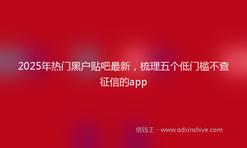 2025年热门黑户贴吧最新，梳理五个低门槛不查征信的app