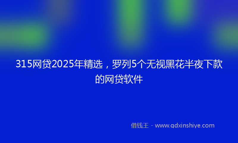 315网贷2025年精选，罗列5个无视黑花半夜下款的网贷软件