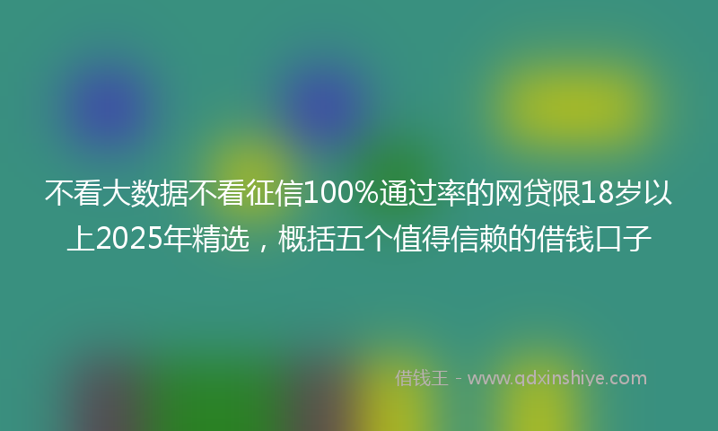 不看大数据不看征信100%通过率的网贷限18岁以上2025年精选，概括五个值得信赖的借钱口子