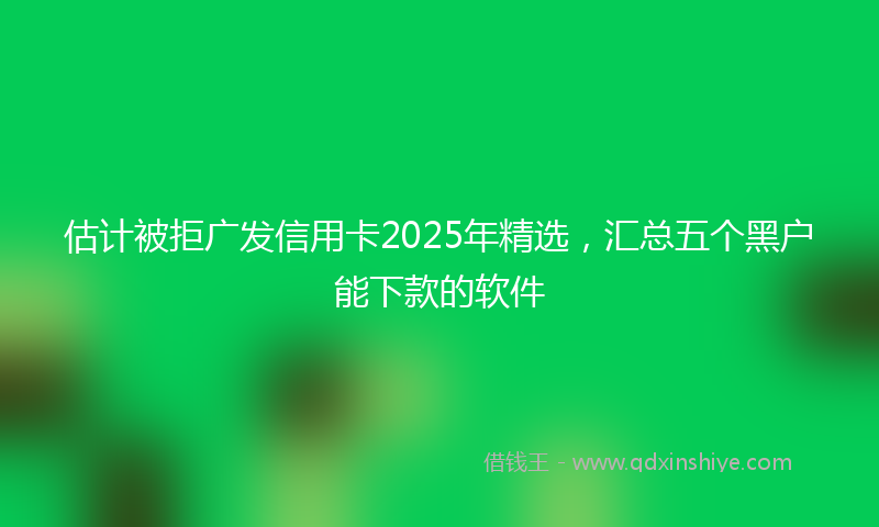 估计被拒广发信用卡2025年精选，汇总五个黑户能下款的软件
