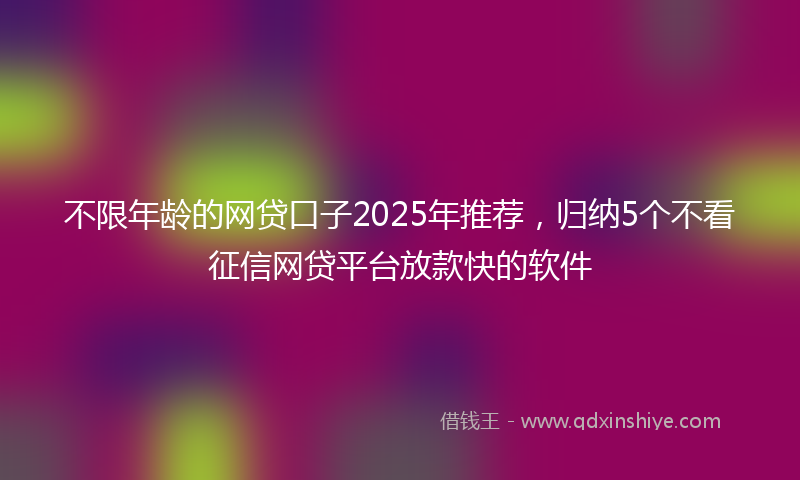 不限年龄的网贷口子2025年推荐，归纳5个不看征信网贷平台放款快的软件