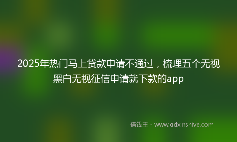 2025年热门马上贷款申请不通过，梳理五个无视黑白无视征信申请就下款的app