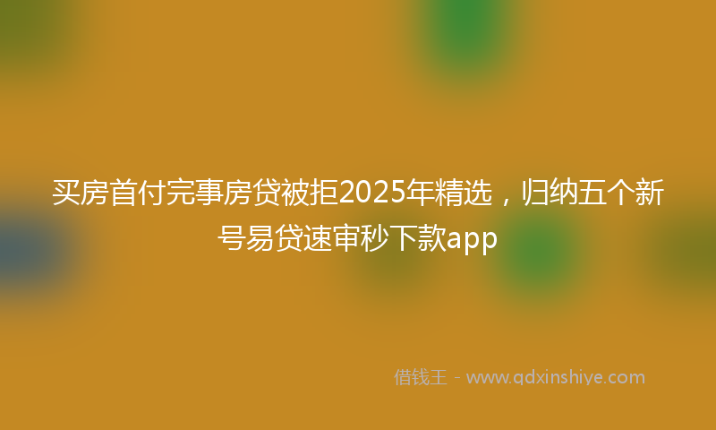 买房首付完事房贷被拒2025年精选，归纳五个新号易贷速审秒下款app