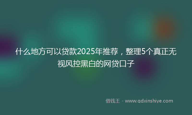 什么地方可以贷款2025年推荐，整理5个真正无视风控黑白的网贷口子