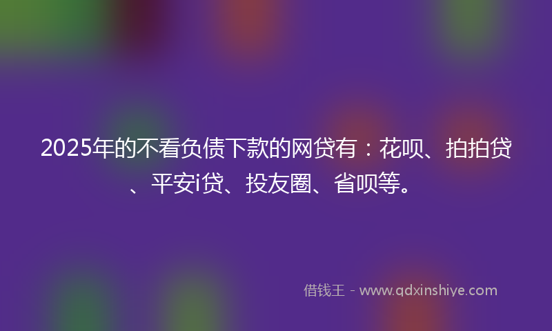 2025年的不看负债下款的网贷有：花呗、拍拍贷、平安i贷、投友圈、省呗等。
