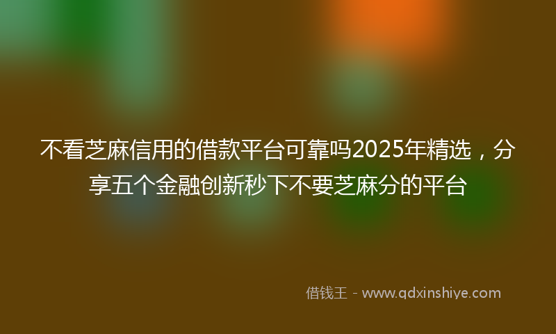 不看芝麻信用的借款平台可靠吗2025年精选，分享五个金融创新秒下不要芝麻分的平台