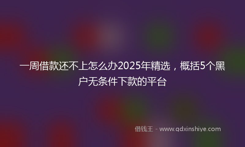 一周借款还不上怎么办2025年精选，概括5个黑户无条件下款的平台
