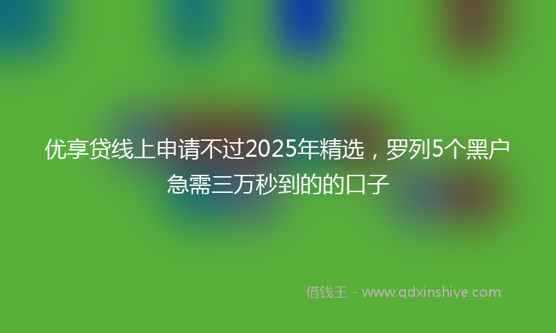 优享贷线上申请不过2025年精选，罗列5个黑户急需三万秒到的的口子